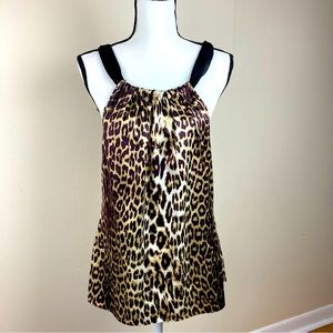 Tahari Satiny animal print sleeveless top small NWOT leopard